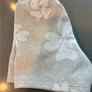 Gray Shorts with White Floral Pattern